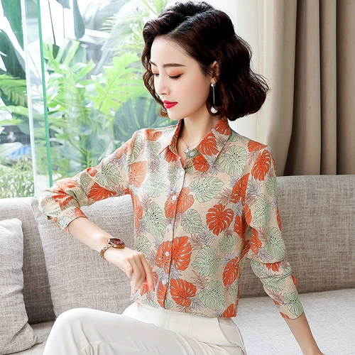 Осенняя рубашка, модный шифоновый лонгслив для матери, в западном стиле