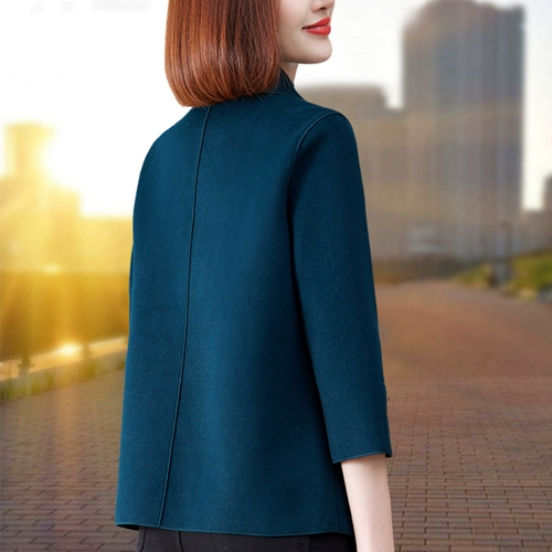 Весеннее осеннее двусторонное кашемировое короткое шерстяное пальто для матери, 2024 года, подходит для подростков, в стиле Шанель