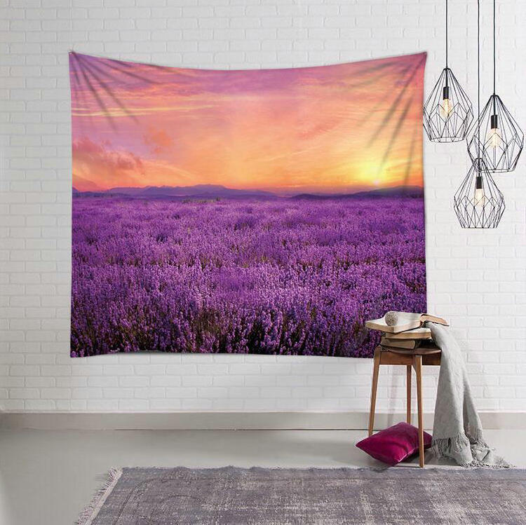 Provence hoa oải hương phong cảnh Bắc Âu in treo tường vải nền trang trí tấm thảm tấm thảm khăn trải bàn thảm treo đầu giường