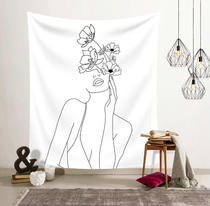 Nordic modern minimalist ins hanging cloth lines flower women Wall background decorative painting cloth partition wall decoration carpet table cover cloth