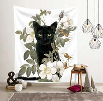 Nordic ins hanging cloth cute cat meow wall background decorative painting cloth tapestry art beach towel tablecloth