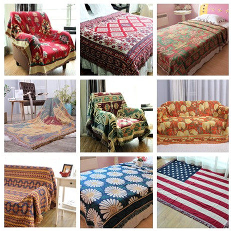 Foreign trade Bohemian pure cotton American Balcony Carpet Living-room Ground Mat Geometric Thickened Sofa Cushion Machine Washable Wire Blanket