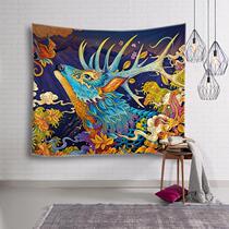 Japanese Ukiyo-e Nordic ins hanging cloth wall background decorative painting cloth retro elk tapestry sofa towel tablecloth