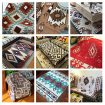 Nordic ins Bohemia tapestry cotton knitted thread cover blanket American sofa cushion balcony carpet blanket