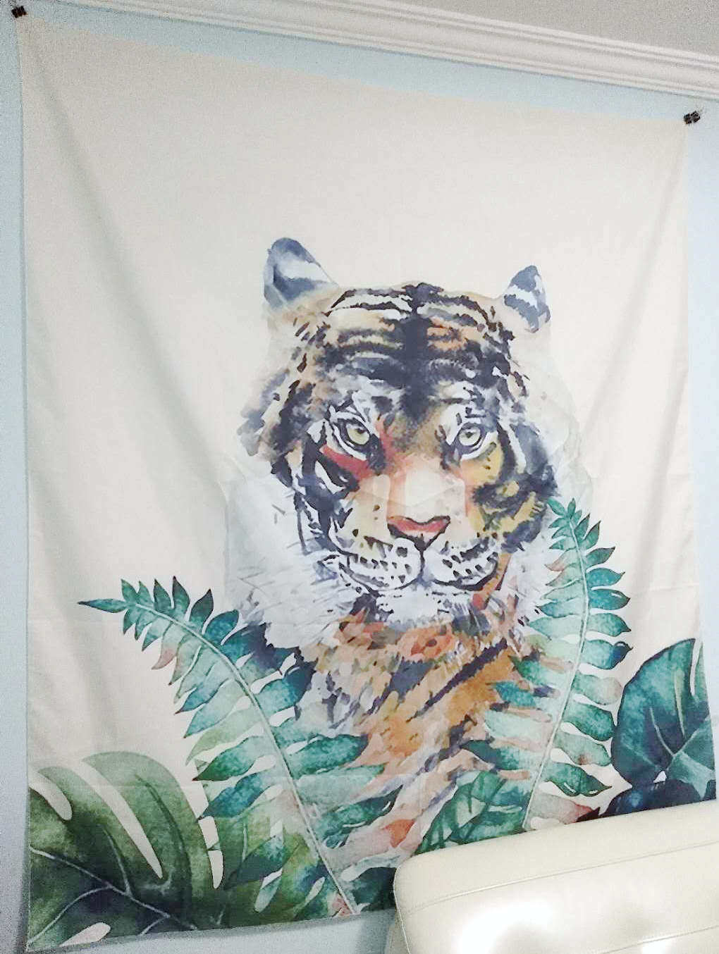 免運綠葉老虎現代簡約北歐ins掛布墻面背景裝飾畫布墻掛毯沙灘巾桌布 掛布 背景布ddc7 Yahoo奇摩拍賣