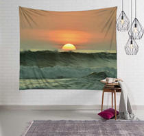 North Europe and America ins simple sea wave print hanging cloth tapestry wall cover background painting crash into me