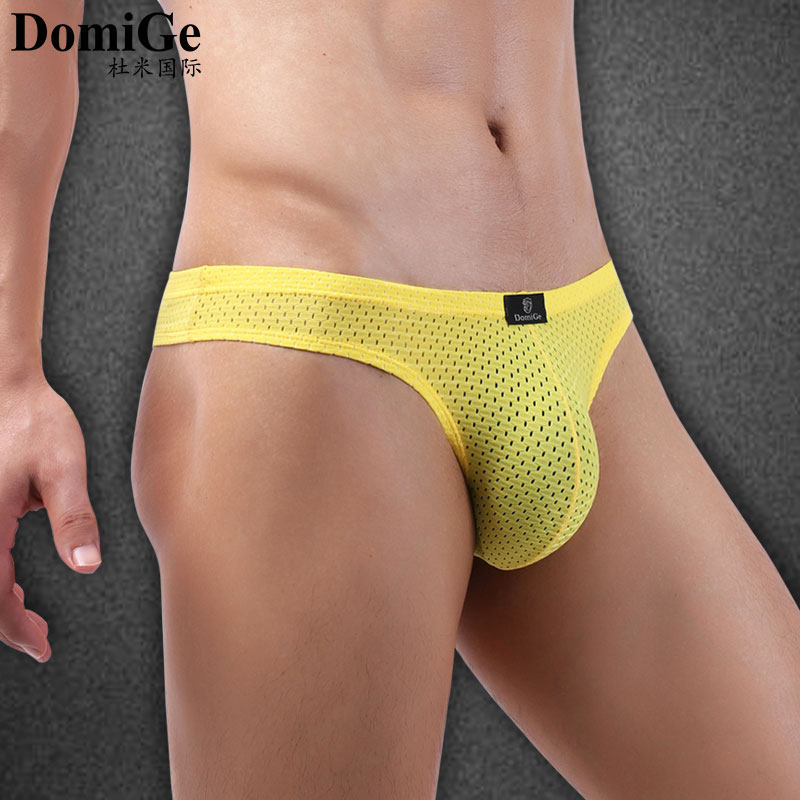 Dumi international men's sexy boys underwear thong ice mesh hole breathable fitness T pants single-ding European and American summer