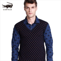 Cardille crocodile men thickened plush cotton warm shirt collar Winter warm underwear top worn outside