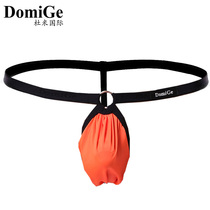 Mens one thread thong sexy Ice Silk no trace low waist pink high fork t pants thin band invisible underwear