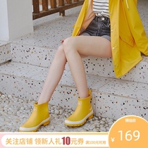 l_rain rain shoes womens fashion outside wearing water shoes low barrel shallow anti-slip waterproof short barrel couple rain boots water boots men
