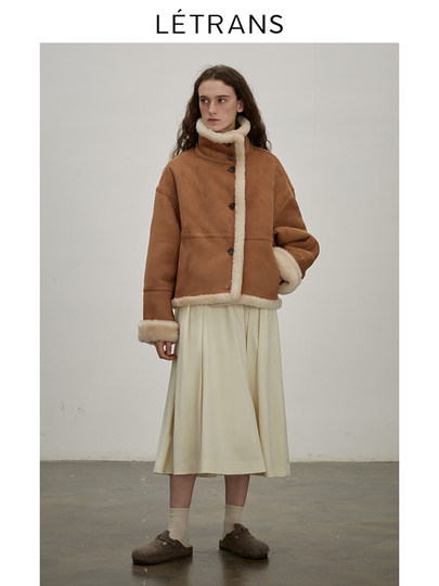 Yuanyi Letrans Makino Veste de cisaillement de mouton réversible pour moto touristique en fausse fourrure courte pour femme tout-en-un