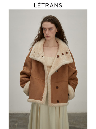 Yuanyi Letrans Makino Veste de cisaillement de mouton réversible pour moto touristique en fausse fourrure courte pour femme tout-en-un