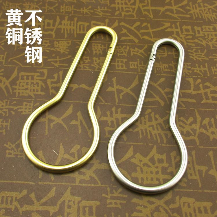 Brass Simple Car Keychain Clip Outdoor Retro Personality 304 Stainless Steel Handmade Clip Buckle Pants Clip