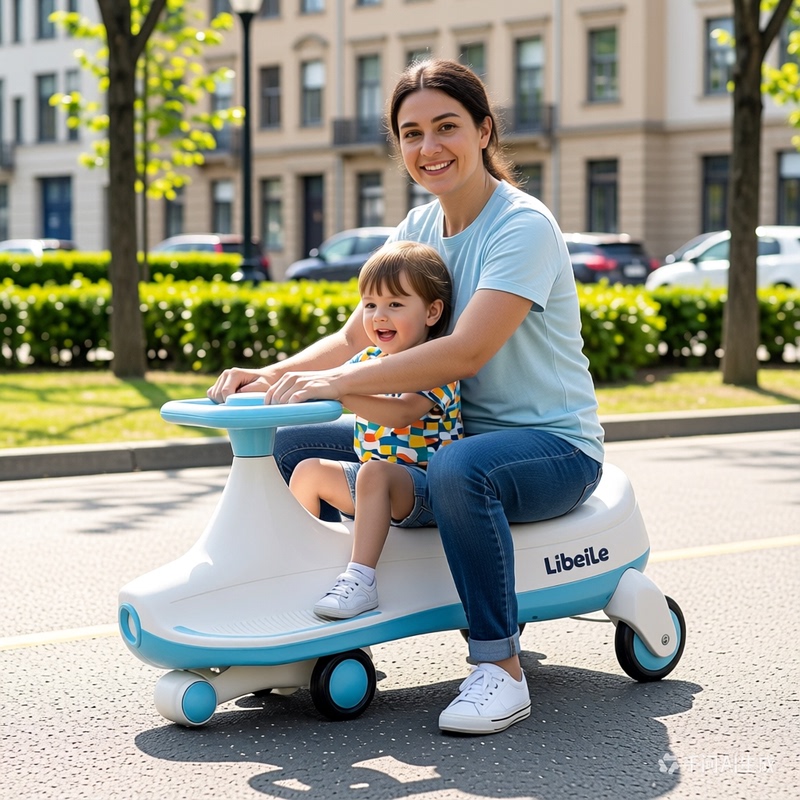 Libele No-Installation Children's Twist Car for Ages 1-8, Adults Can Ride, Parent-Child Universal Wheel Anti-Rollover Swing Car