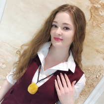 Natural gemstone of Russian origin Chanterelle yellow beeswax amber pendant neck decoration National mine Russian raw stone carving