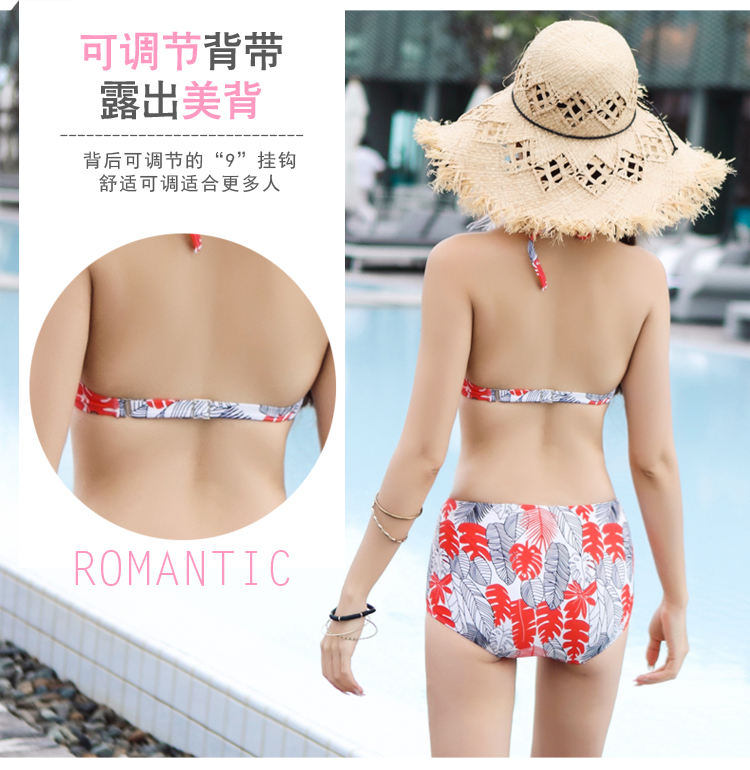 Cặp đôi đồ bơi nữ bikini ba mảnh ngực nhỏ tụ tập quần lọt khe nam quần dài mùa xuân phù hợp với đồ bơi 	đồ đôi đi biển màu xanh