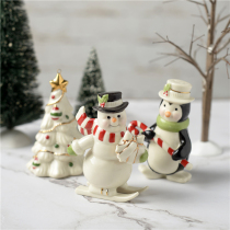 Foreign trade ceramics exported to the United States Lenox hand-painted Christmas tree Snowman penguin drawing gold ornaments home decorations