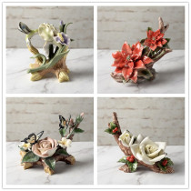 Original single value export ceramic elegant hand-painted pastoral style flowers and birds flower ornaments European American 11