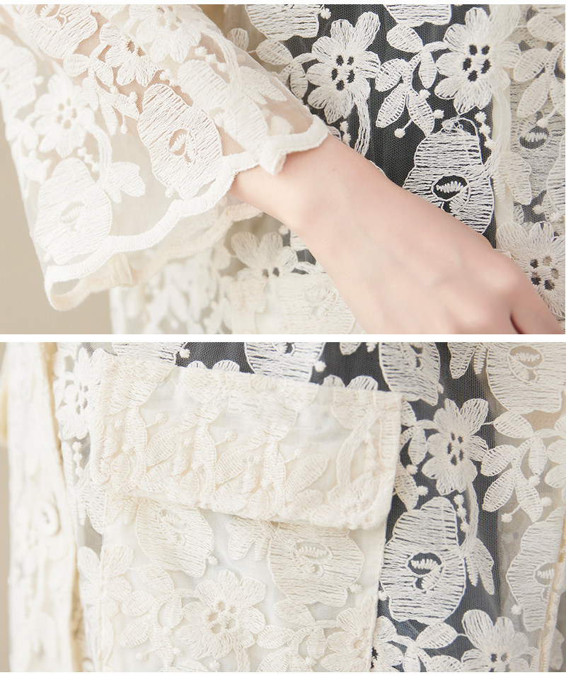 Кружевной однотонный кардиган, пиджак классического кроя, большой размер, с вышивкой, подходит для полных девушек OTHER / Other 