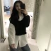 2018 mùa thu mới retro giả áo hai dây lỏng lẻo phần dài khâu áo len dài tay áo sơ mi nữ quần áo Áo sơ mi
