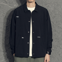 Hong Kong Tide Cards New Coach Pure Color Jacket Mens Port Wind 100 Hitch Easy To Turn Letters Ins-in-Wrap Jacket