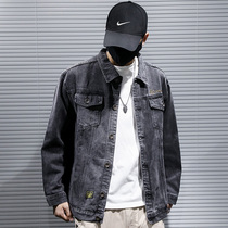 Hong Kong Tide Cards New Retro Denim Jacket Mens Day Fatson Easy Letters Hip-hop Casual Tooling Jackets