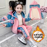 Осенний бархатный демисезонный детский утепленный комплект, в западном стиле, популярно в интернете