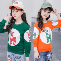 Girls autumn clothing hit undershirt 2021 new childrens clothing childrens headsets cartoon long sleeve T-shirt CUHK Tong Compassionate Cardiovert