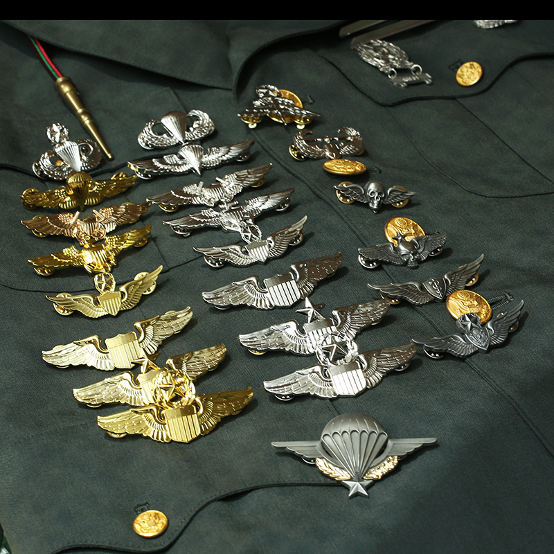 U.S. Air Force Gold Flying Badge Silver Marine Corps Parachute Badge Uniform Dress Metal Skill Badge Military Fan Badge