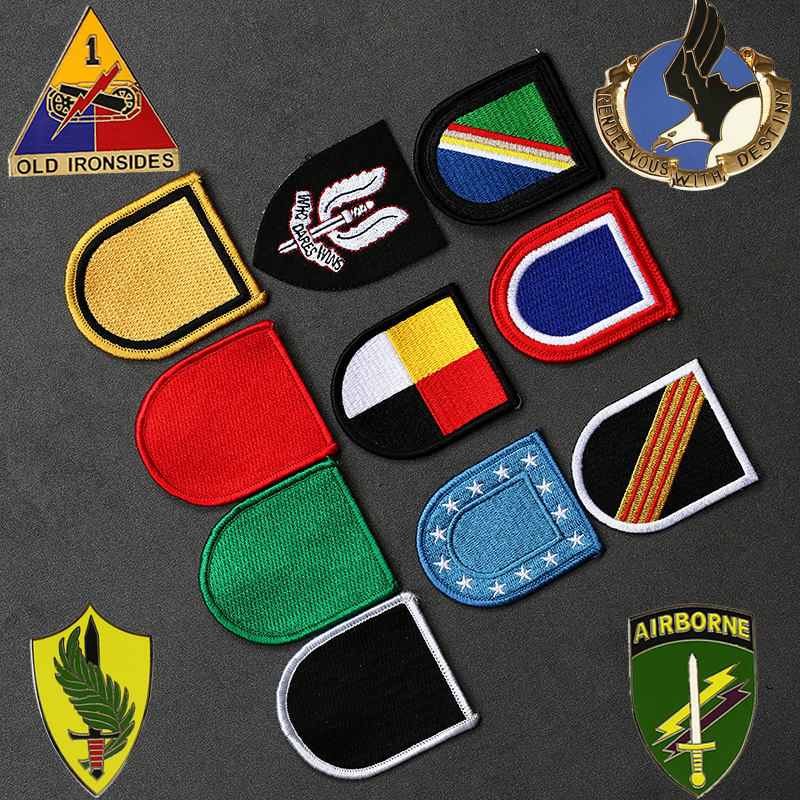 US ARMY beret badge Cap Drag ranger Metal cap badge Commemorative badge Identification badge Army fan embroidered badge