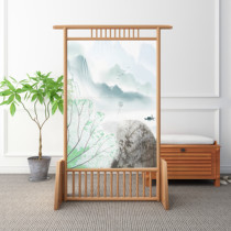  Chinese style Zen partition fence decorative screen Entrance barrier entrance Solid wood living room study seat screen wooden grille