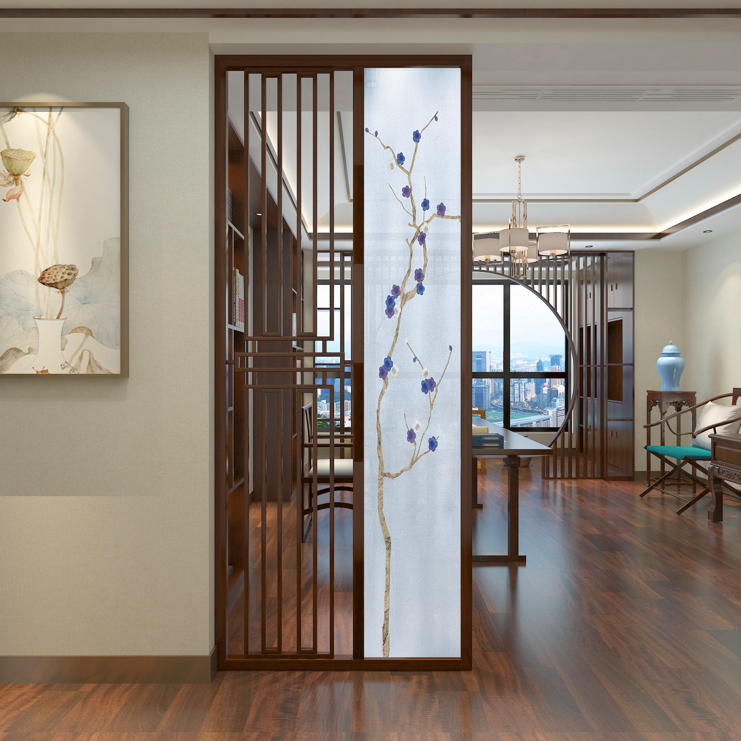 Customize the new Chinese entry Entrance Screen Partition Solid Wood Shelter Home Base Screen Living Room Book Room Hollowed-out Grid