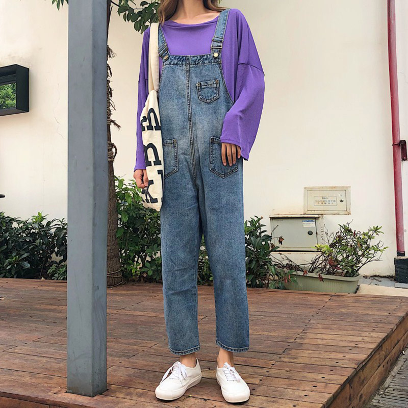 Quần jean nữ xuân hè 2018 phiên bản Hàn Quốc mới của quần lửng ống rộng retro nữ sinh viên hoang dã chín quần thủy triều áo voan kiểu
