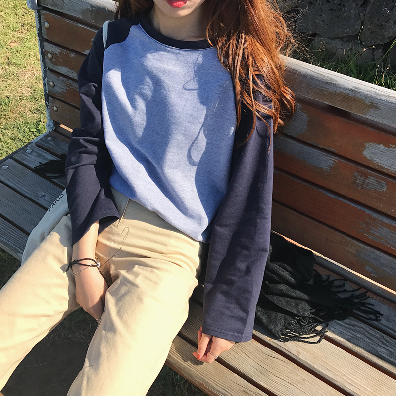 Mùa hè 2018 phiên bản Hàn Quốc mới của màu raglan tay áo hoang dã tay áo sơ mi nữ lửng dài tay áo thun nữ thủy triều áo phông trắng
