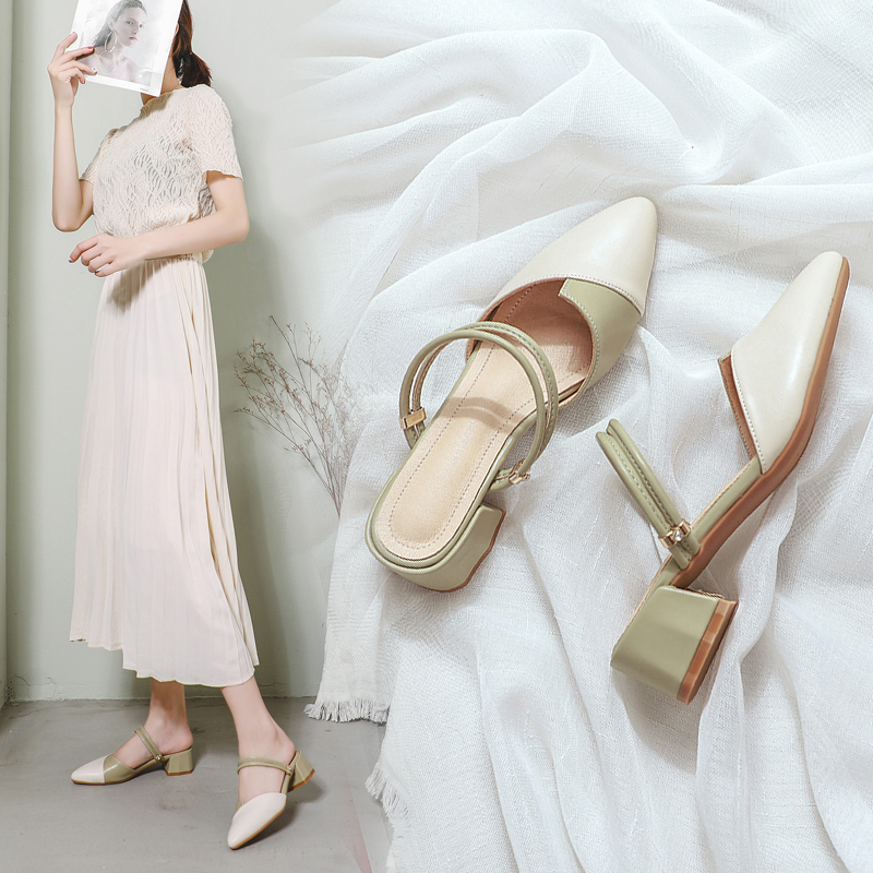 Pointed-Toe Shallow High-Heeled Shoes, Closed-Toe Sandals, Women's Two-Way Slippers, 2026 New Style Single Shoes, Versatile with Skirts, Fairy-Like Pointed-Toe Shallow High-Heeled Shoes, Closed-Toe Sandals, Women's Two-Way Slippers, 2026 New Style Single Shoes, Versatile with Skirts, Fairy-Like