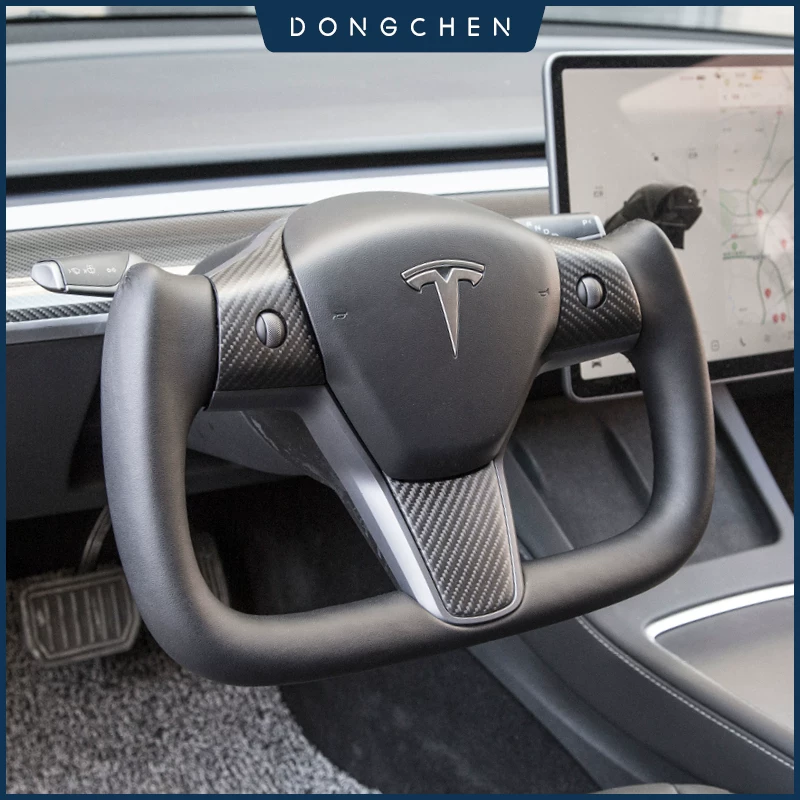 Подходят для керованной рулевой колонки из карбона Tesla Model 3/Y/S спортивный кожаный руль YOKE изменение сборка