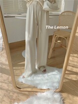 the lemon Korean version autumn new wide-leg mopping pants pit strip knitted casual loose casual trousers women