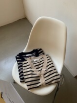 IMISS cashmere V-neck classic striped knitted cardigan womens spring and autumn Korean style lazy style single-breasted tops women