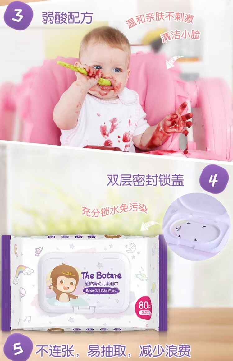 Chăm sóc cây cho trẻ em Khăn lau ướt em bé lau tay rắm đặc biệt 80 bơm 5 gói 100 người lớn bán buôn có nắp giấy sipiao