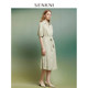 Sanconi Smart Commuting Shirt Dress 2024 Spring Mint Mambo Temperament Puff Sleeve Skirt ສໍາລັບແມ່ຍິງ