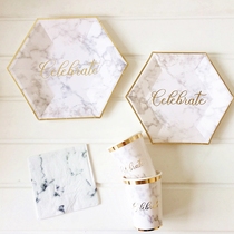 White disposable paper plate children birthday party decoration dessert scene arrangement picnic plate fruit dish