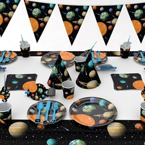 Space Interplanetary Black Childrens Birthday Party Festival Delivery Dessert Decorative Cake Paper Dish