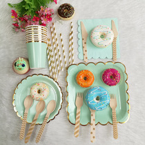 Childrens birthday party decoration dessert tableware tableware plate cake fruit snack dish picnic plate