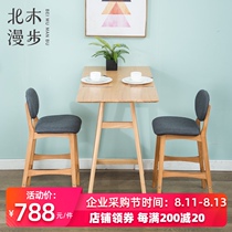 North wood European-style solid wood modern minimalist bar long high-legged table Household small bar wall table and chair combination