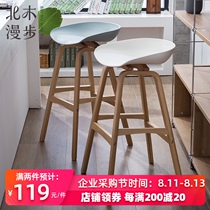 Nordic solid wood bar chair Modern minimalist bar chair Household creative lifting bar chair high stool bar stool