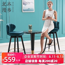 North wood Nordic bar chair Light luxury American rotating solid wood high stool household modern simple Italian bar chair