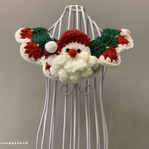 Cat Dog Christmas collar Pet collar Knitted wool saliva towel New Year Jewelry Bib Bib collar flower