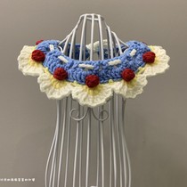 Cat bib Dog bib Snow White Knitted pet jewelry Collar Wool collar Flower bow tie Dog saliva towel