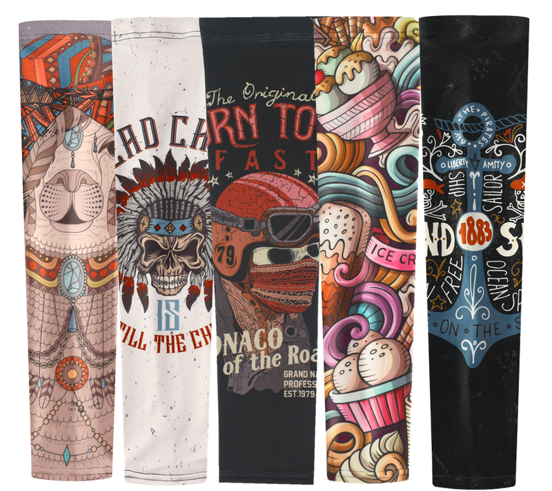 Outdoor Sports Ice Silk Tattoo Arm Sleeves Sun Protection Sleeves Motorcycle Ice Sleeves for Men and Women ins Trendy Cycling Arm Sleeves Ice Sleeves