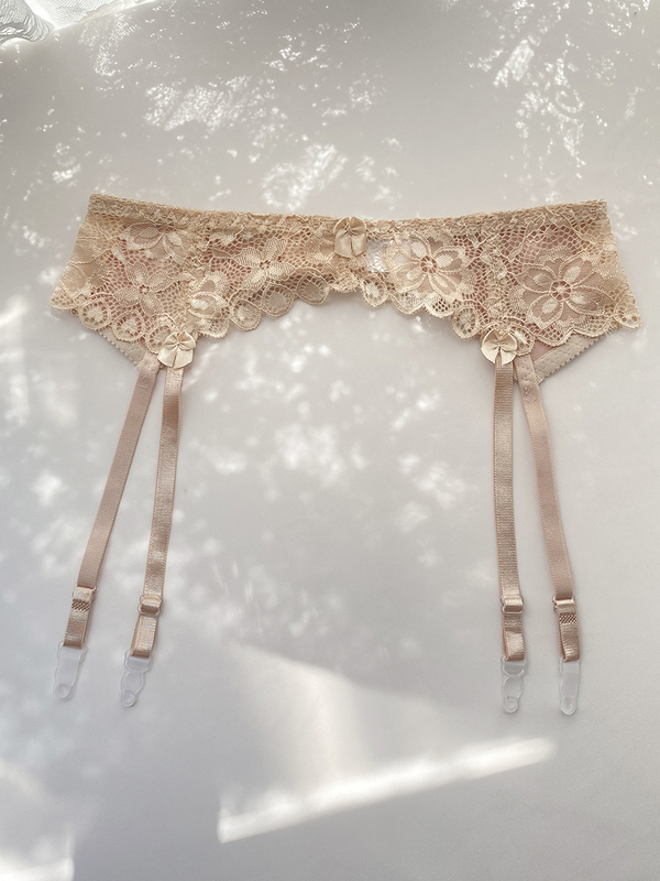 Skin-Colored Lace Garter Belt, Adjustable Stockings, Sexy Garter Clip, Flesh-Colored Waistband Stockings, Non-Slip Women's Stockings